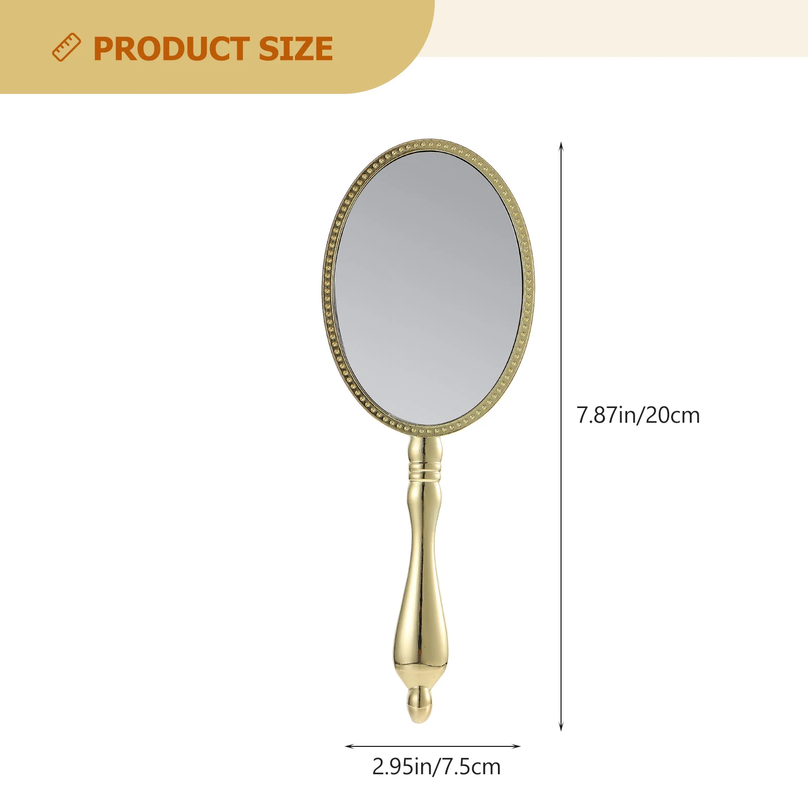 ヴィンテージハンドヘルドメイクアップミラー プレミアム亜鉛合金 軽量ポータブルトラベルコンパクトハンドミラー 女性用