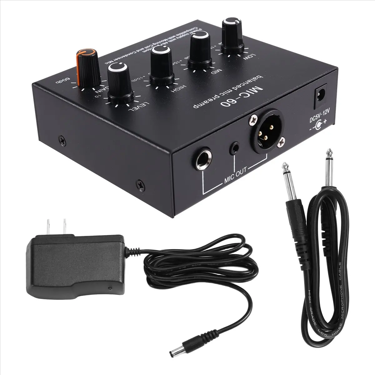 HowAA87 Microphone Preamp 3-Band Equalizer Balanced XLR Interface 60db Gain Mic Pre Amp for Dynamic and Condenser Mic US Plug A