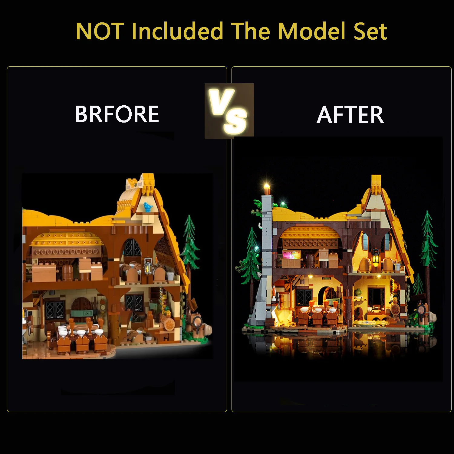 مجموعة إضاءة LED LYBMTWF لنموذج كتلة كوخ 43242 سنو وايت والأقزام السبعة (غير متضمنة لبنات البناء)