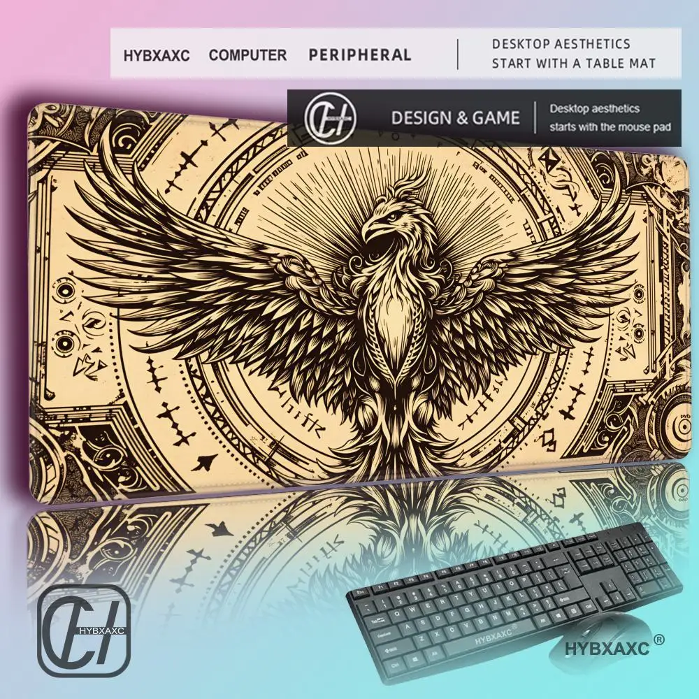 

HYBXAXC Vintage Medieval Phoenix Mouse Pad, Mythical Bird Mouse Pad Desk Mouse Pad Cute HD Desk Pad Keyboard Mats Gamer