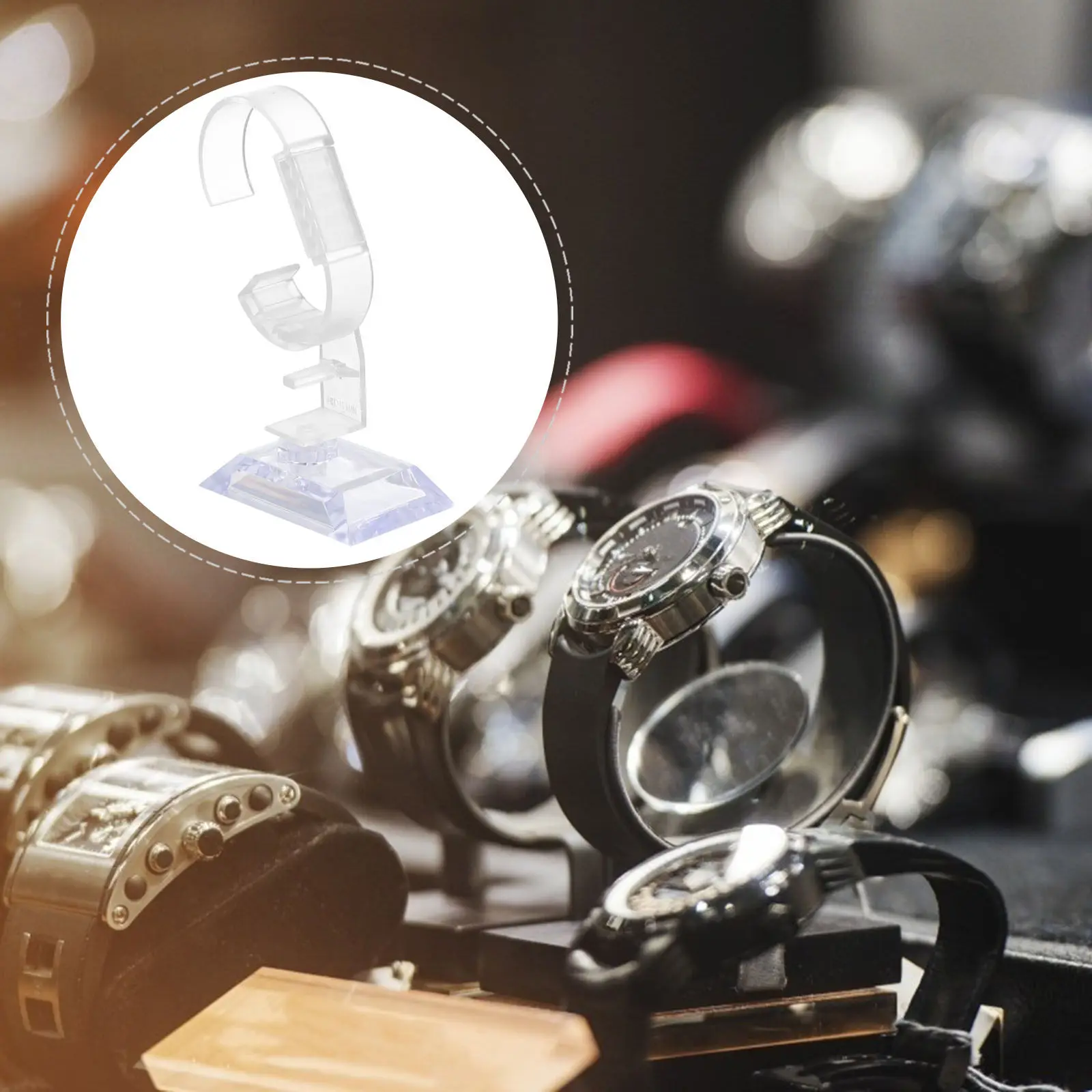 10 Soportes de exhibición de plástico ajustables con anillo en C para relojes, pulseras y joyas, exhibidor de pulseras y relojes