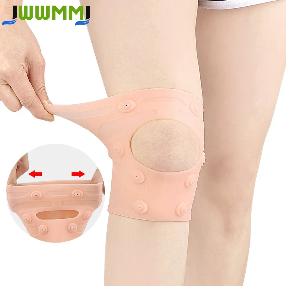 1 Stück magnetische Kniebandage, Silikon-Kompressionsbandage, Patella-Knieschoner für Sport und Meniskus