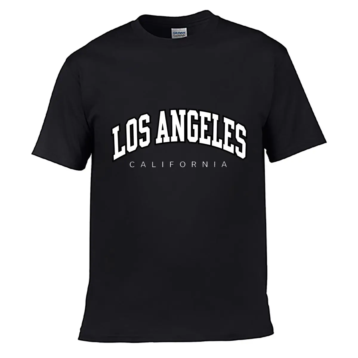Los Angeles California Varsity Arch Lettering Graphic Loose Vintage Distressed Washed Casual Tee