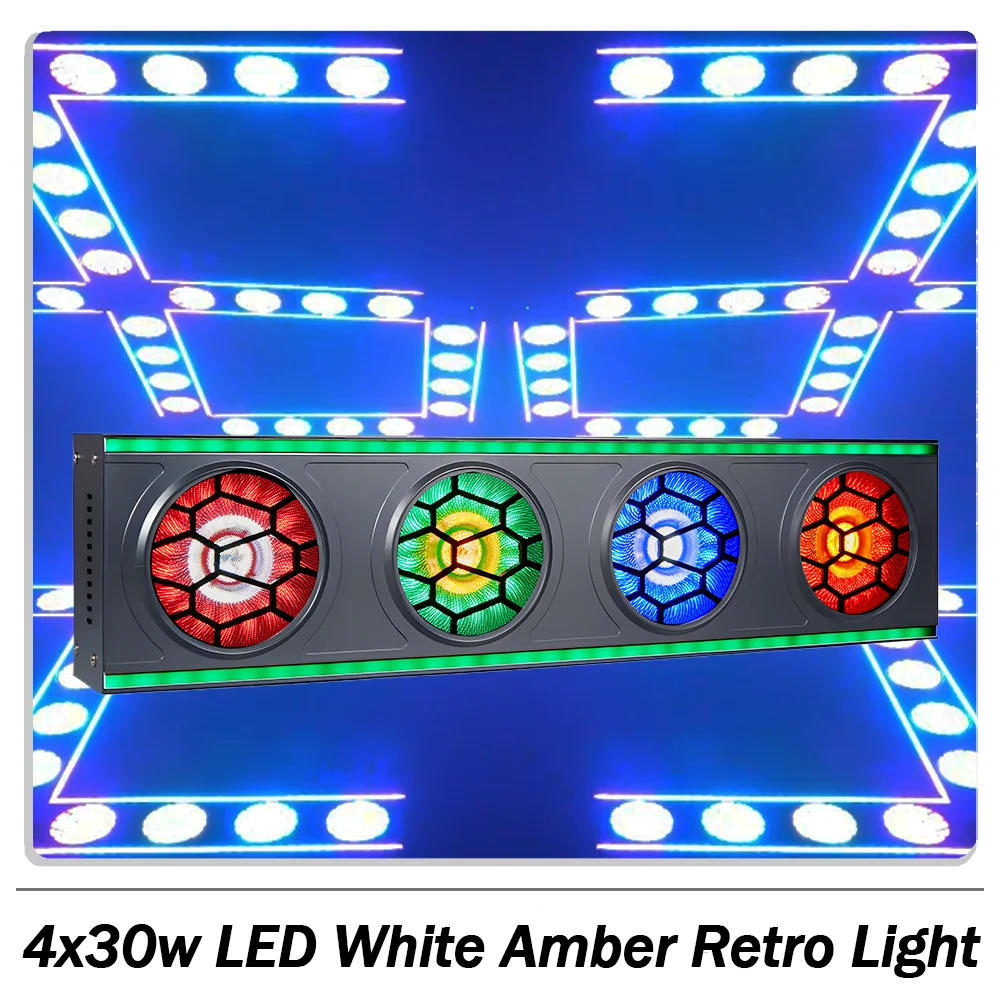 

4x30w LED COB+cold white Retro light With auxiliary light strobe horse racing effect DMX Sound control for DJ Disco party bar
