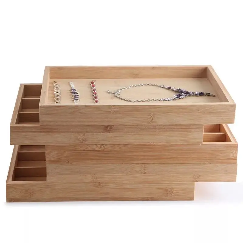 

Bamboo Wood Jewelry Box Display Tray Ring Storage Box Nelace Bracelet Jewelry Accories ow Props Ele Faionable