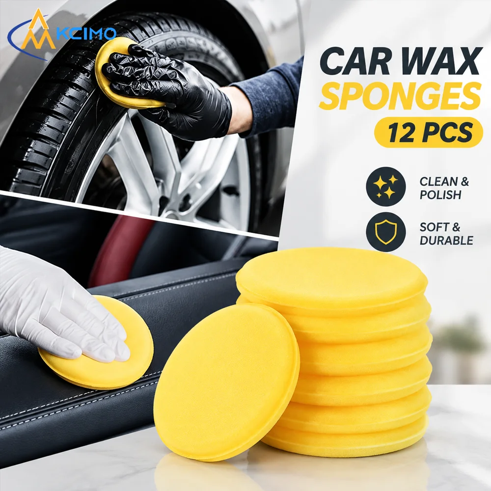 12Pcs Round High-Density Foam Car Wax Applicator Pads, Soft Sponges for Auto Paint Polishing, Cleaning & Vehicle Detailing