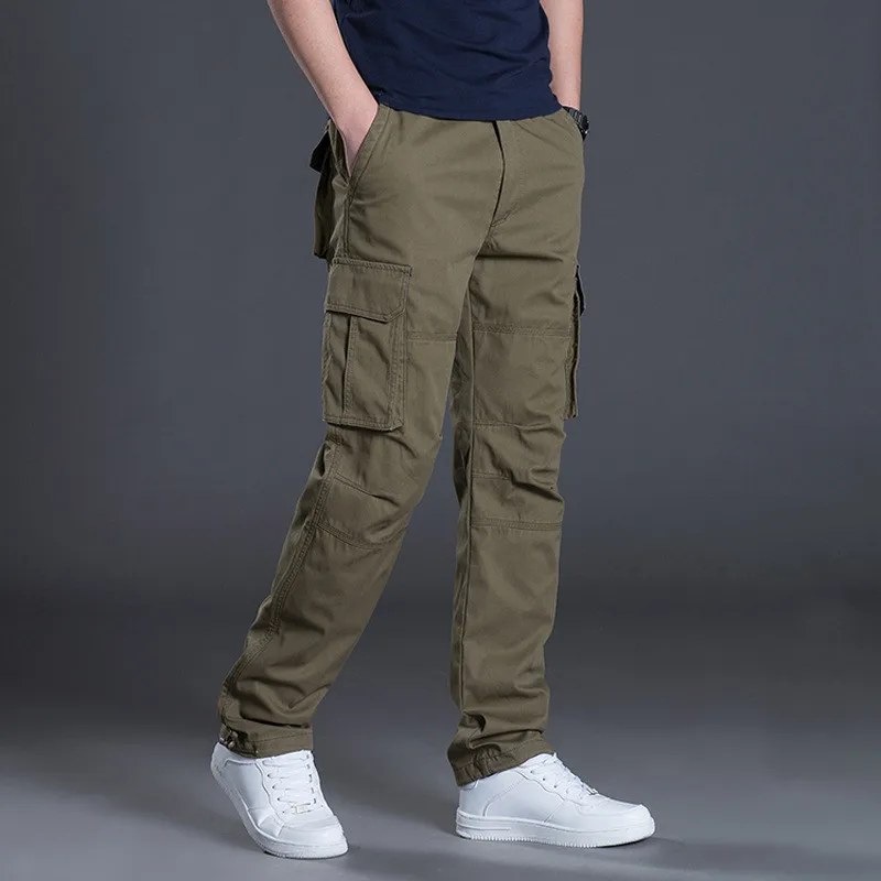 

Men's Cargo Pants Casual Multi Pockets Military Tactical Long Trousers Overalls Slacks Straight Joggers Male Plus Size 3XL