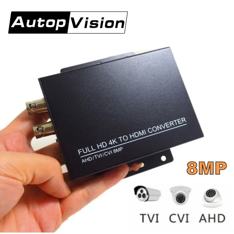 Auto Recognition HDC ADH FULL HD 4K 8MP CVI/TVI/AHD+CVBS to HDMI Converter Connect HD Monitor HD coaxial output and HDMI Input