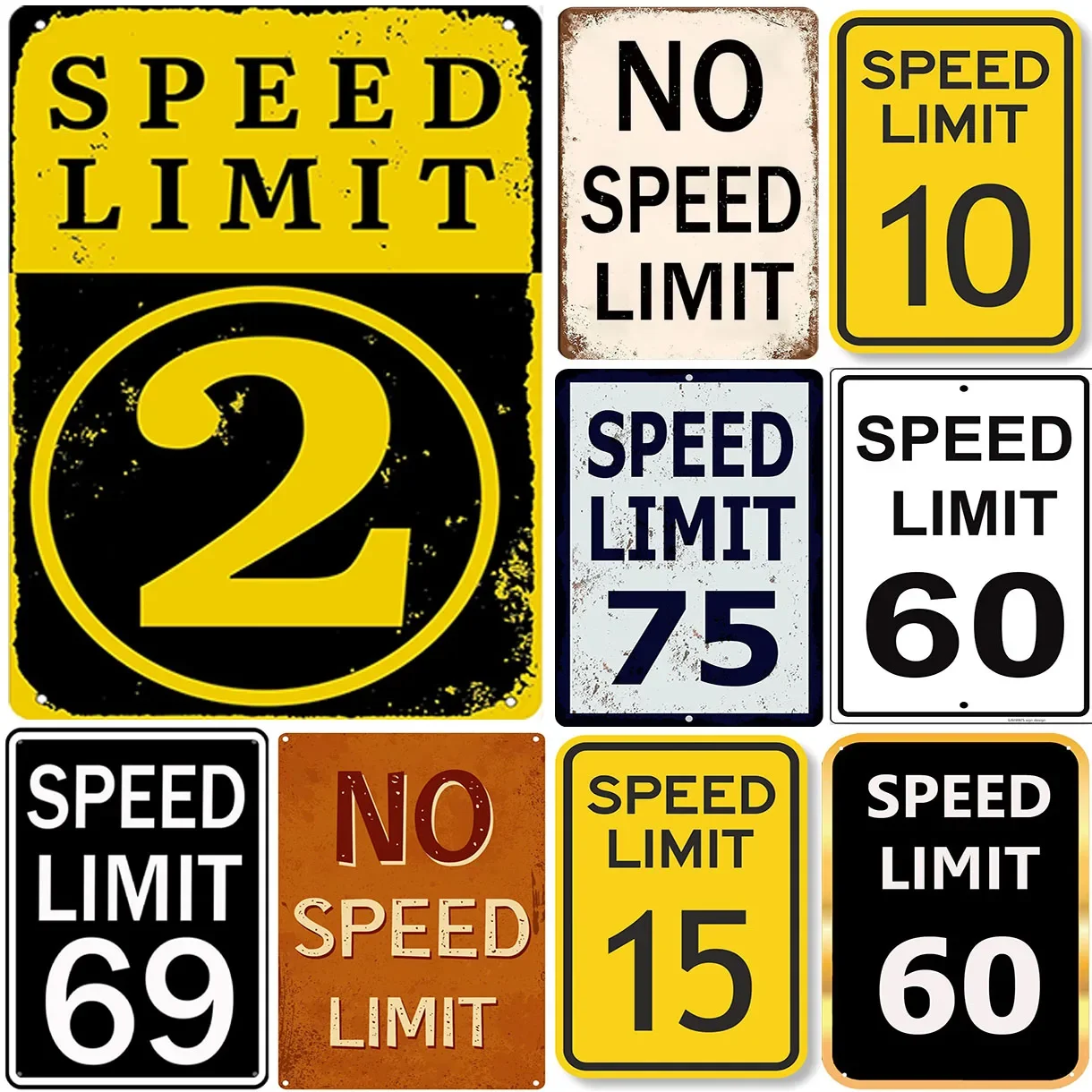 Metal Tin Signs Speed Limited 2 Wall Decoration Plaque Vintage Art Poster Iron Painting for Man Cave Home Cafe Garden Club Ba