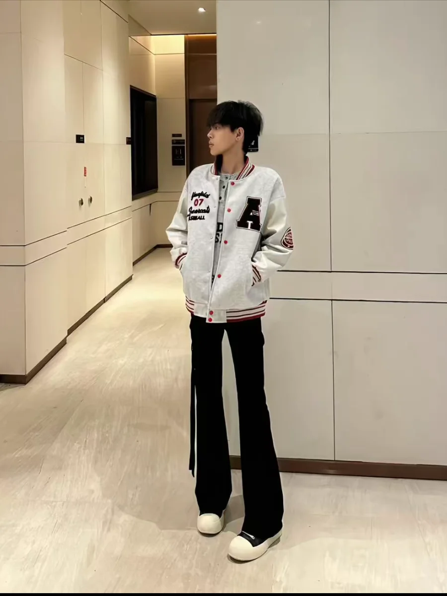 

Bla Retro Belted Multi-ket Slim Straight Leg Jeans Men's Casual Straight Leg Trousers Trendy Brand Water Waed Denim