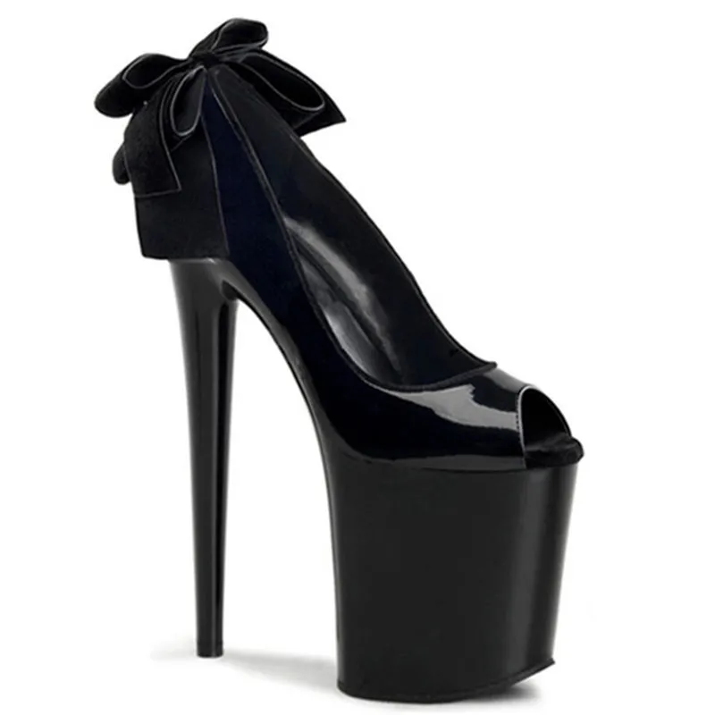 

Hot selling fashion 20cm ultra high heels platform shoes desigh ankle strap black sole sexy 8 inch women's pumps