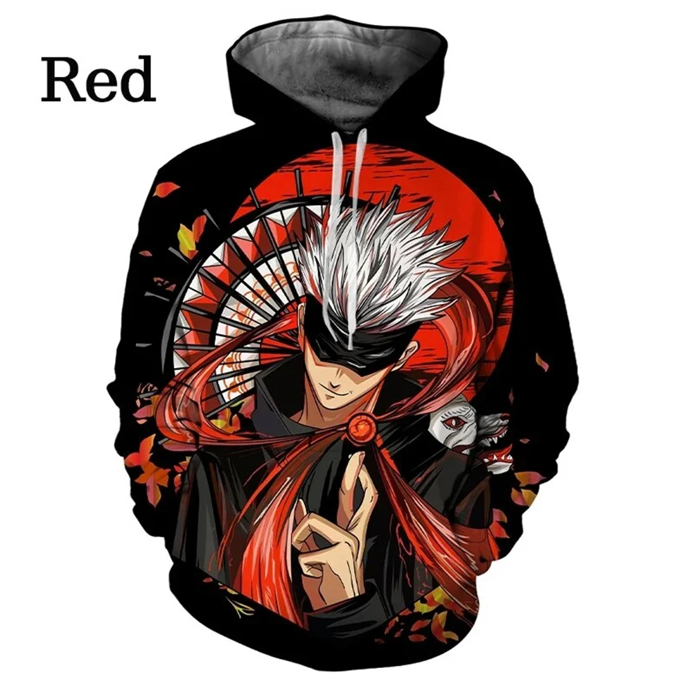 Anime Manga Jujutsu Kaisen Pattern Men\'s Hoodie Satoru Gojo Sweatshirt 3D Print Men\'s Hoodie Fashion Pullover New Men\'s Clothing