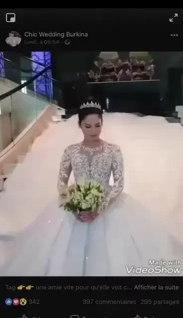 Vestido de novia de encaje personalizado para mujer, elegante vestido de fiesta con cuentas, manga larga, cola transparente