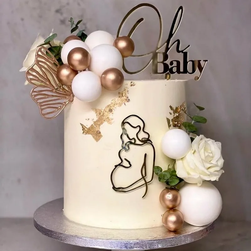 Art Mother To Be Cake Topper Acrylic Wedding Pregnant Birthday Cake Topper for Expectant Mothers Cake Decorations Party Supplies