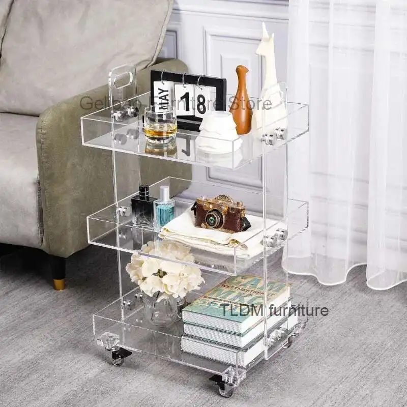 

Wheels Organizer Salon Trolley Auxiliary Cart Hair Beauty Trolley Tools Transparent Acrylic Gereedschap Kar Salon Furniture HD