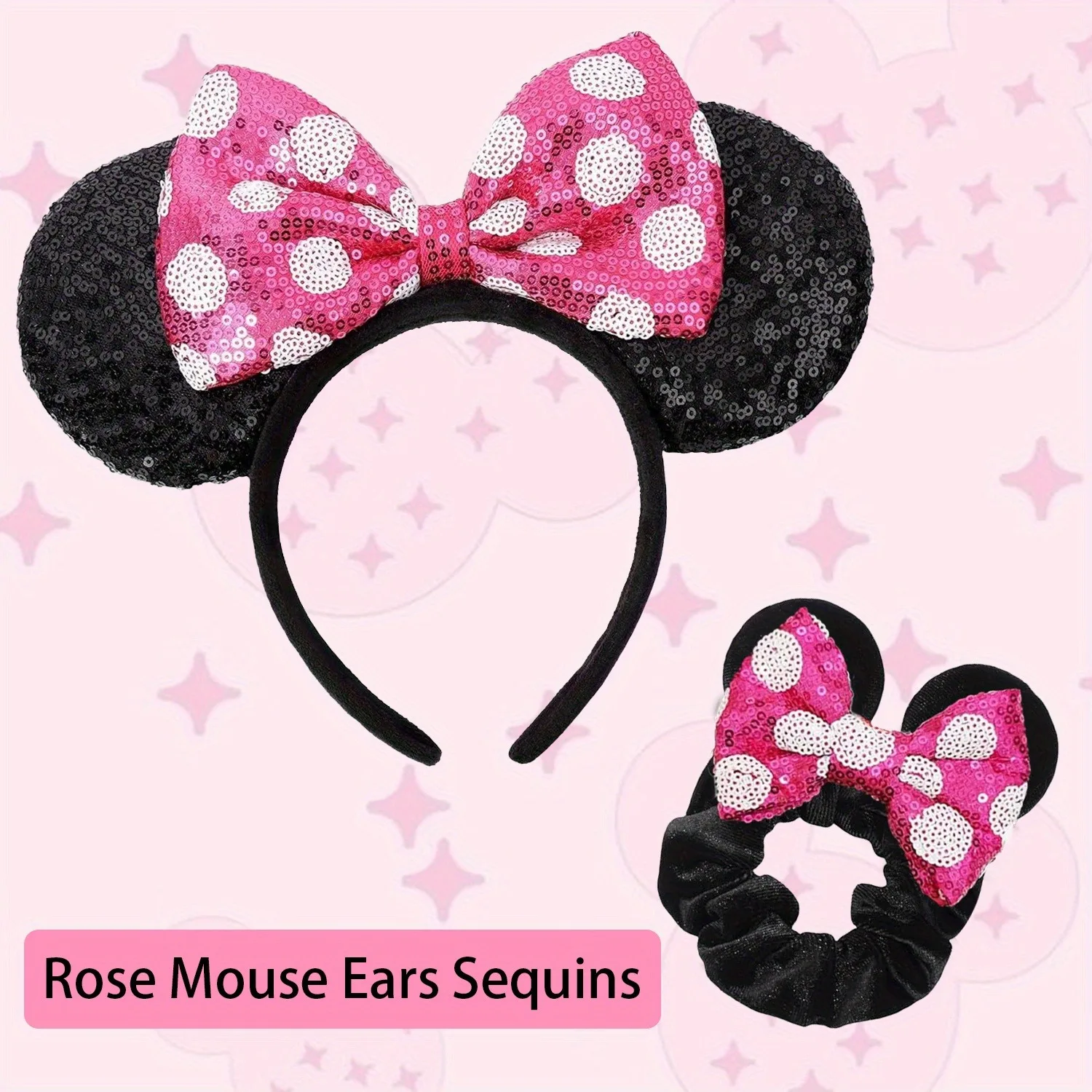 2 шт., набор повязок для волос принцессы Диснея, милый бант в горошек, ухо Микки Мауса, рождественские обручи для волос, праздничные вечерние парки, аксессуары для волос