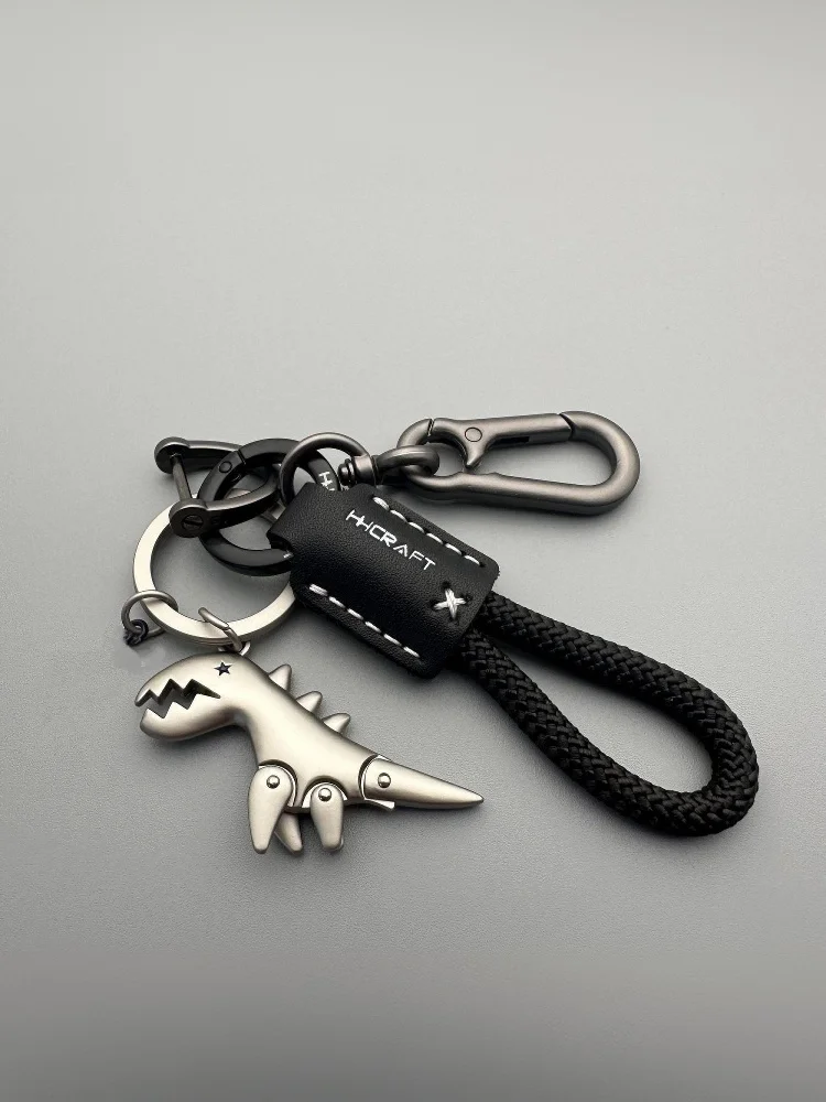 AliExpress Bike Embellishment Add-ons Tiny Dino Vehicle Keyring Single Leather Braided Metal Keyholder Purse Pendant