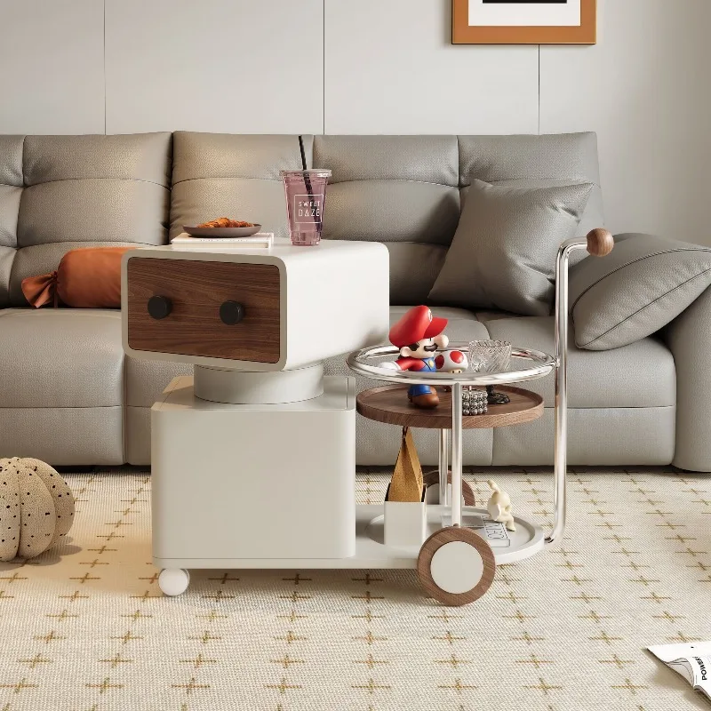 Robot trolley, sofa solid wood mobile coffee table
