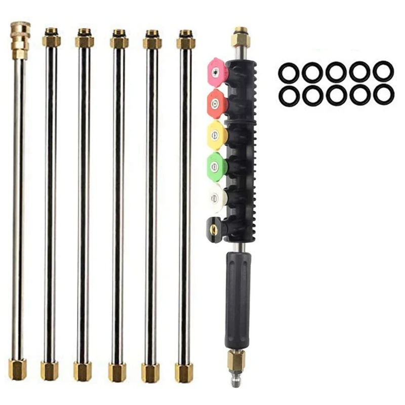 10FT Gutter Cleaning Tool Pressure Washer Extension Wand With 6 Nozzle Tips,1/4In Quick Connect,Power Washer Parts