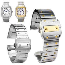 High quality Accessories For Cartier Santos 100 Solid Rivet Watch Strap 23mm WSSA0009 stainless steel watchband butterfly buckle