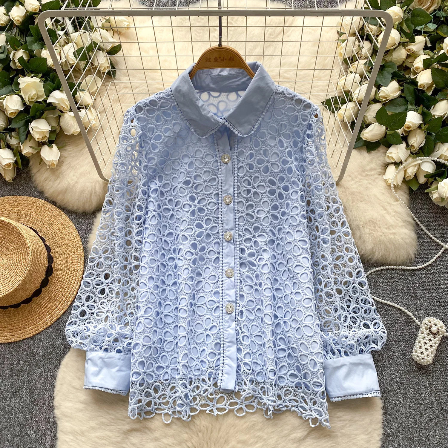 

Y2k Goth Spice Girl Long Sleeve T-shirt Women hollow out lace button Shirt Female Summer Slim Tops