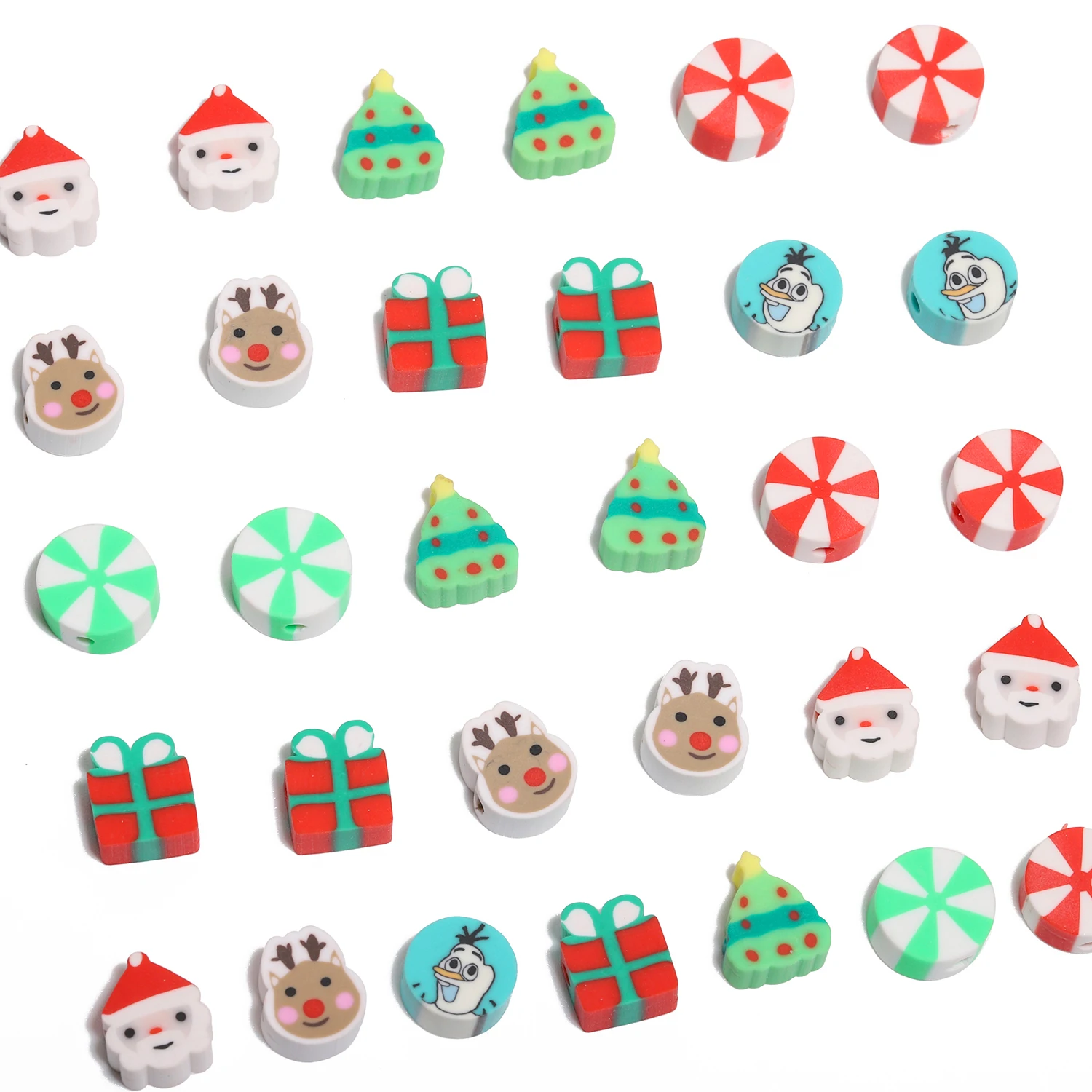 50-100Pcs/Lot Christmas Style Polymer Soft Clay Beads Loose Spacer Beads For DIY Jewelry Making Bracelet Necklace Accessories