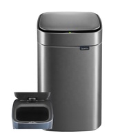 Smart 12L Sensor Stainless Steel Waste Bin High-Tech Automatic Touchless Trash Can for Household Kitchen Bathroom Bedroom Office