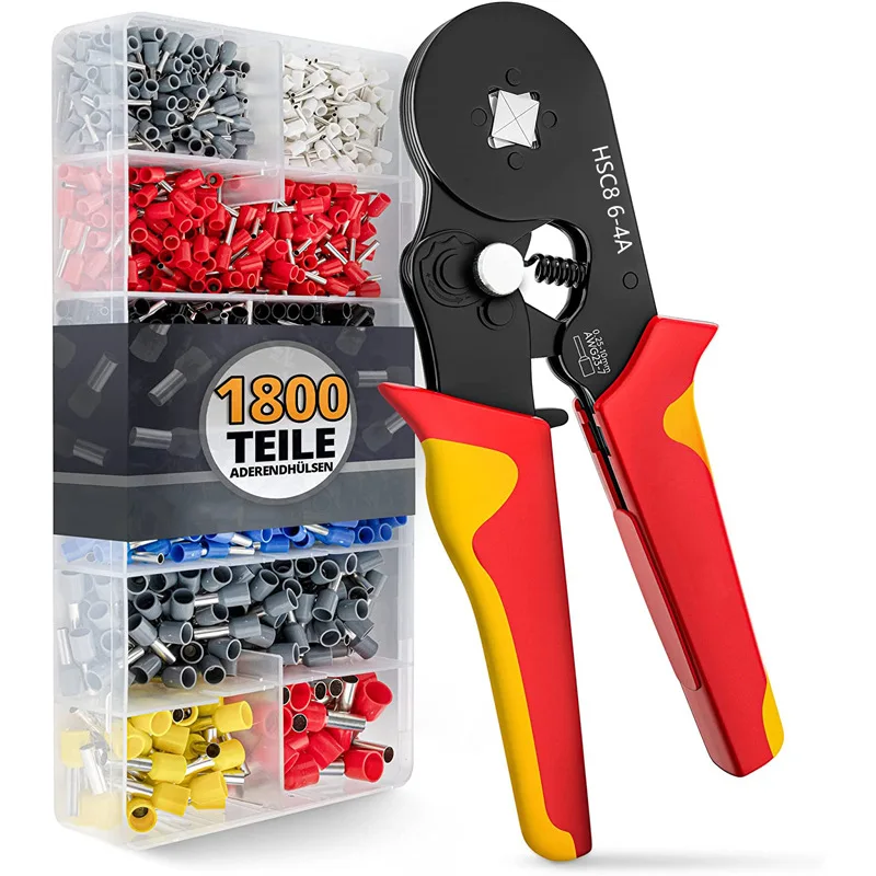 

Crimping Tool HSC8 6-4 Alicate Crimper Plier Set Cable Ferrule Crimper Tool Kit 0.25-10mm2 with 1800pcs Terminal