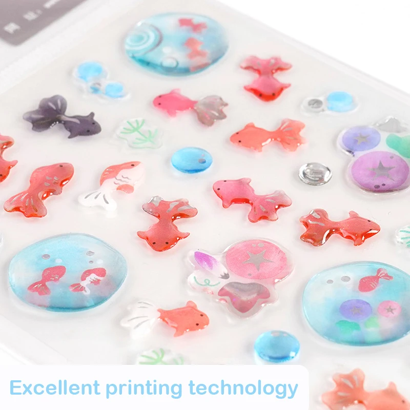 1 sheet Japan Goldfish Epoxy Crystal Glue Sticker Phone Case Sticker Diary Notebook Decoration Creative Gifts