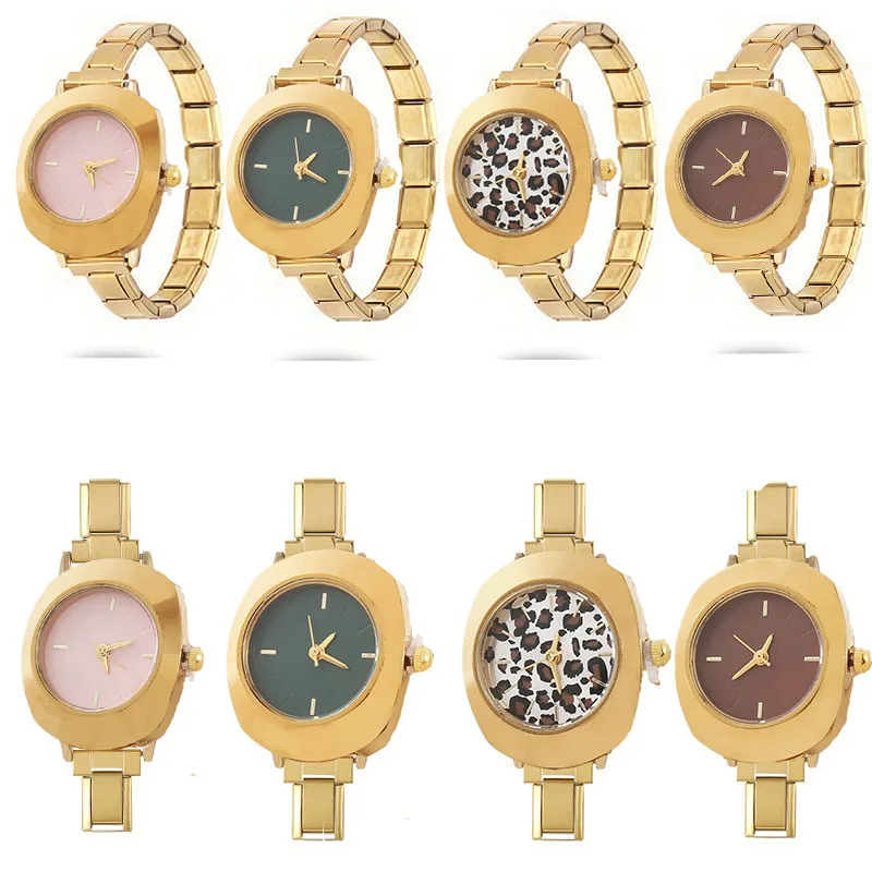 Unique Retro Leopard Pattern Ladies Module Quartz Watch DIY Adjustable Metal Band Fashion Daily Match Female Watch