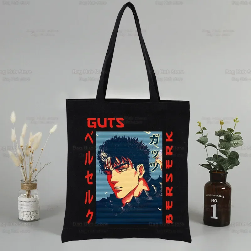 Berserk Anime Shopping Black Bags Canvas Guts Griffith Tote Bag Behelit Legend Sword Bag Handbag Warrior Harajuku Shoulder Bag