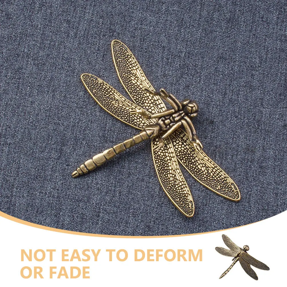 

Mini Brass Dragonfly Statue Sturdy Vintage Desktop Decor for Home Office Garden Light Weight Animal Sculpture Fine Polished