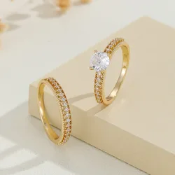 Cross-border New Hot-selling European And American Simple Zircon Engagement And Wedding Rings, Niche Light Luxury Design
