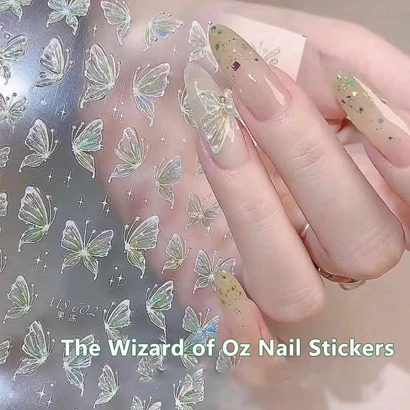 Flash Fragment Shell Light Butterfly High Quality Nail Stickers Spring Nail Art Decal Design Manicure Tool