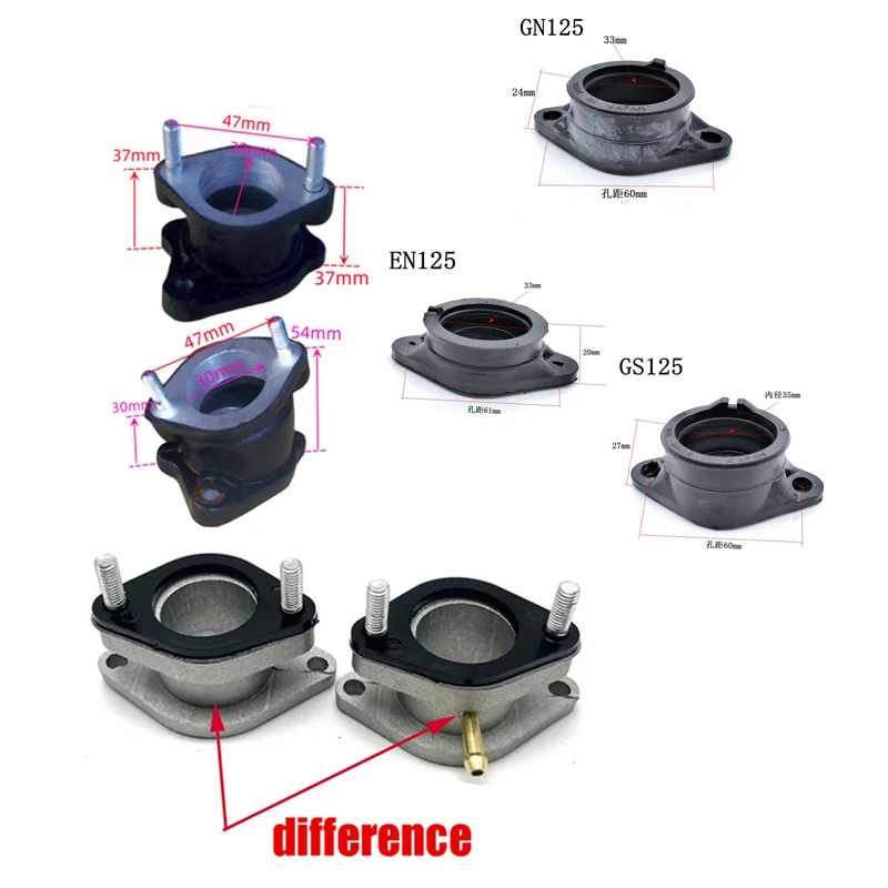 

Motorcycle Carburetor Manifold of Honda Suzuki Haojue Qingqi Haojin Loncin Dayun GN125 CG125 EN125 GS125 HJ125 Gas intake Pipe