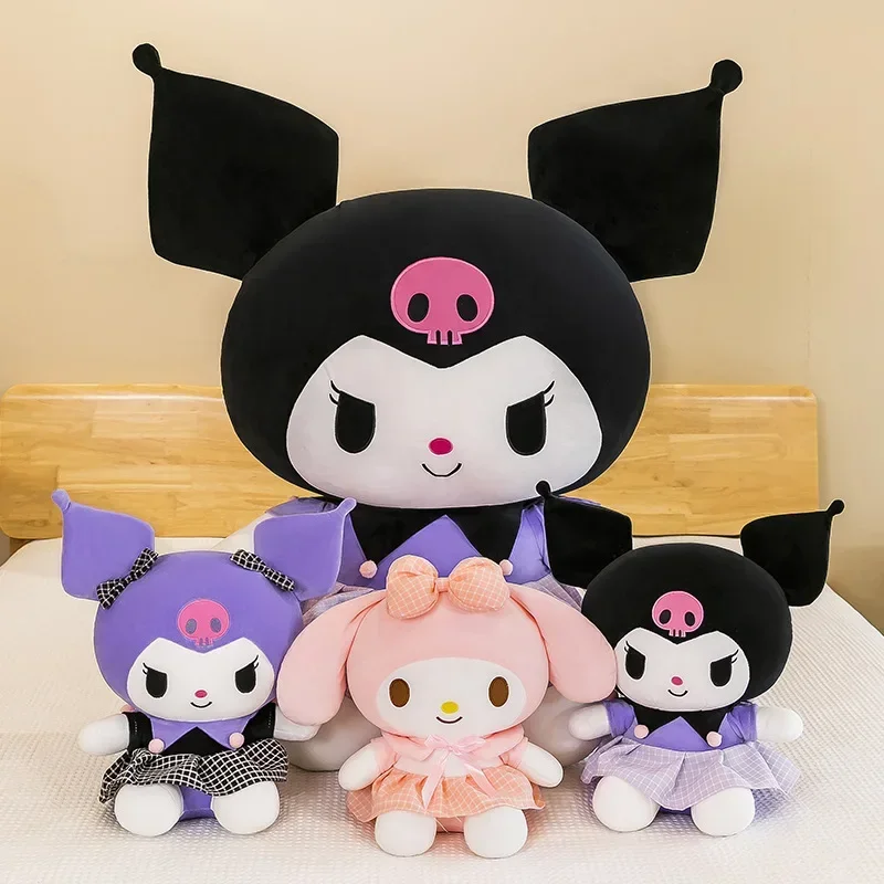 Sanrio Kuromi Knuffels Anime Kawaii Kuromi 38 cm Kat Gevulde Plushie Poppen Slaapbank Zacht Kussen Kerstcadeau voor Kid Vakantie Cadeau