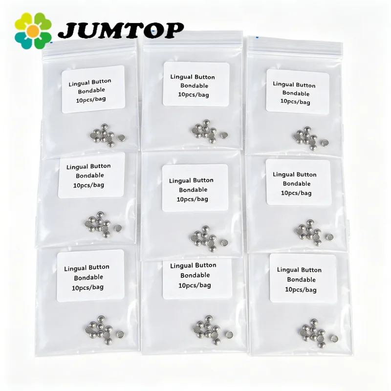 

JUMTOP 10 Packs Bondable Dental Orthodontic Lingual Button Metal Round Base