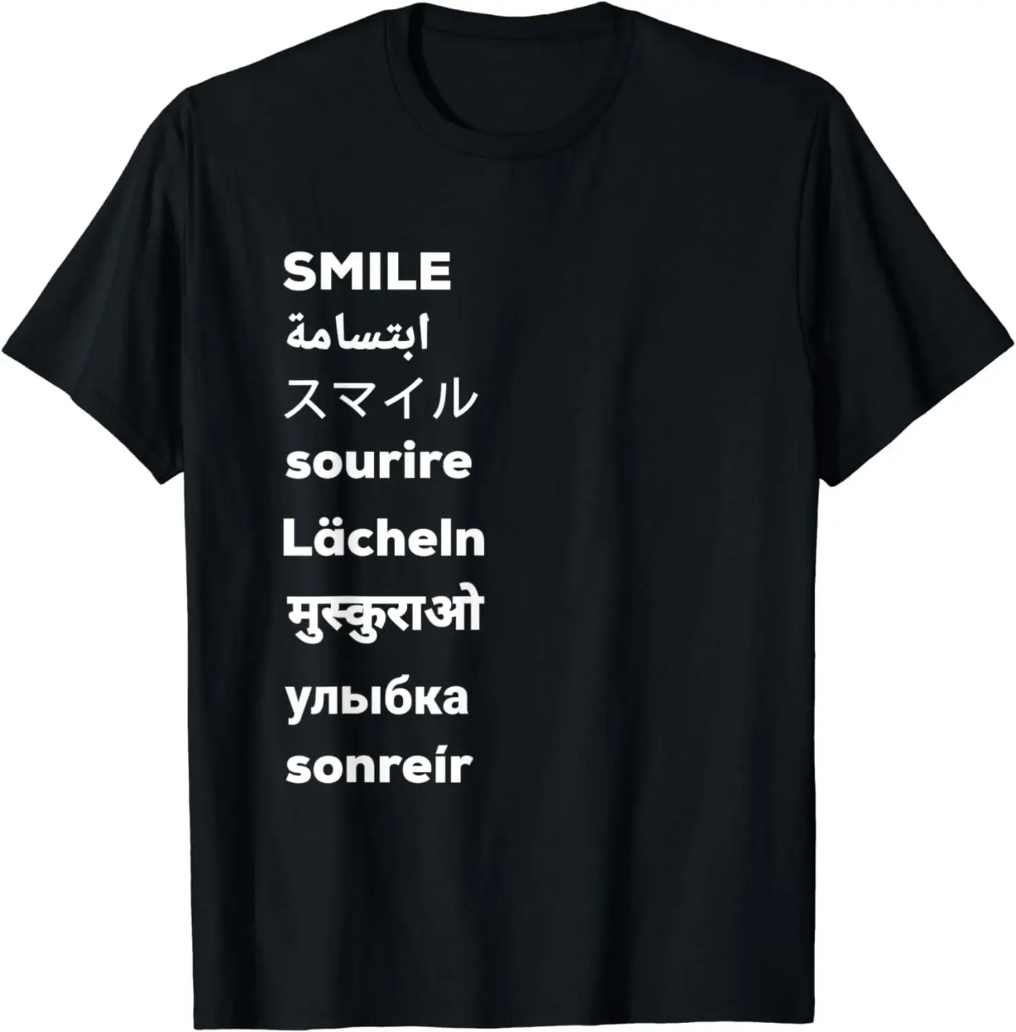 Smile T-shirt Multi Language Written Shirt Gift for Men Woma Funny Optimism  T Shirts Tops  Graphic T Shirts Women Clothing