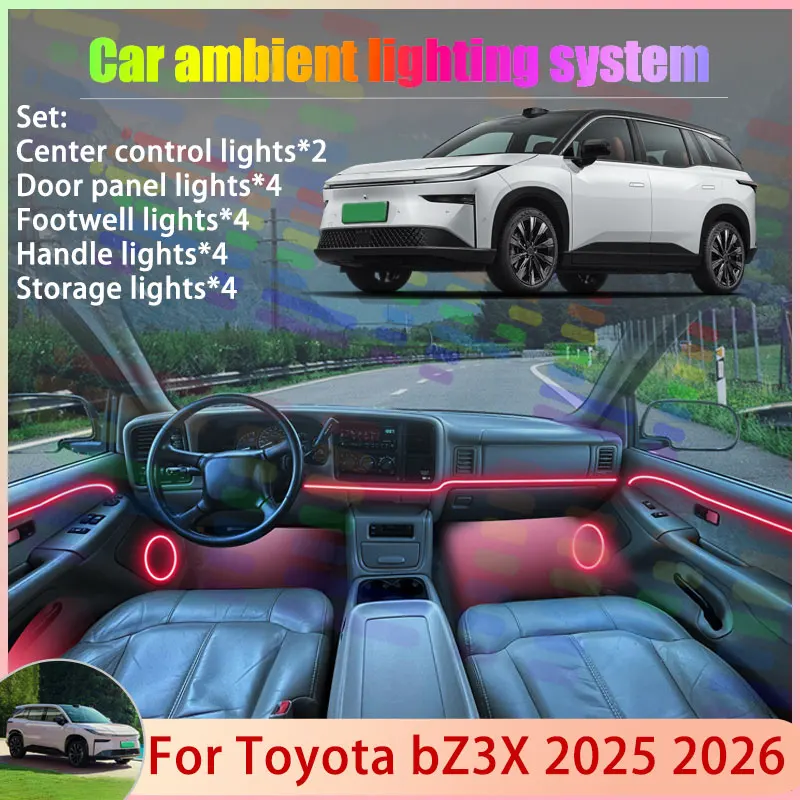 

For Toyota bZ3X EG10 AY502 2025 2026 2/18 in 1 Car Atmosphere Light Lamp RGB Shade Ensemble Streamer Atmosphere Set Auto Parts