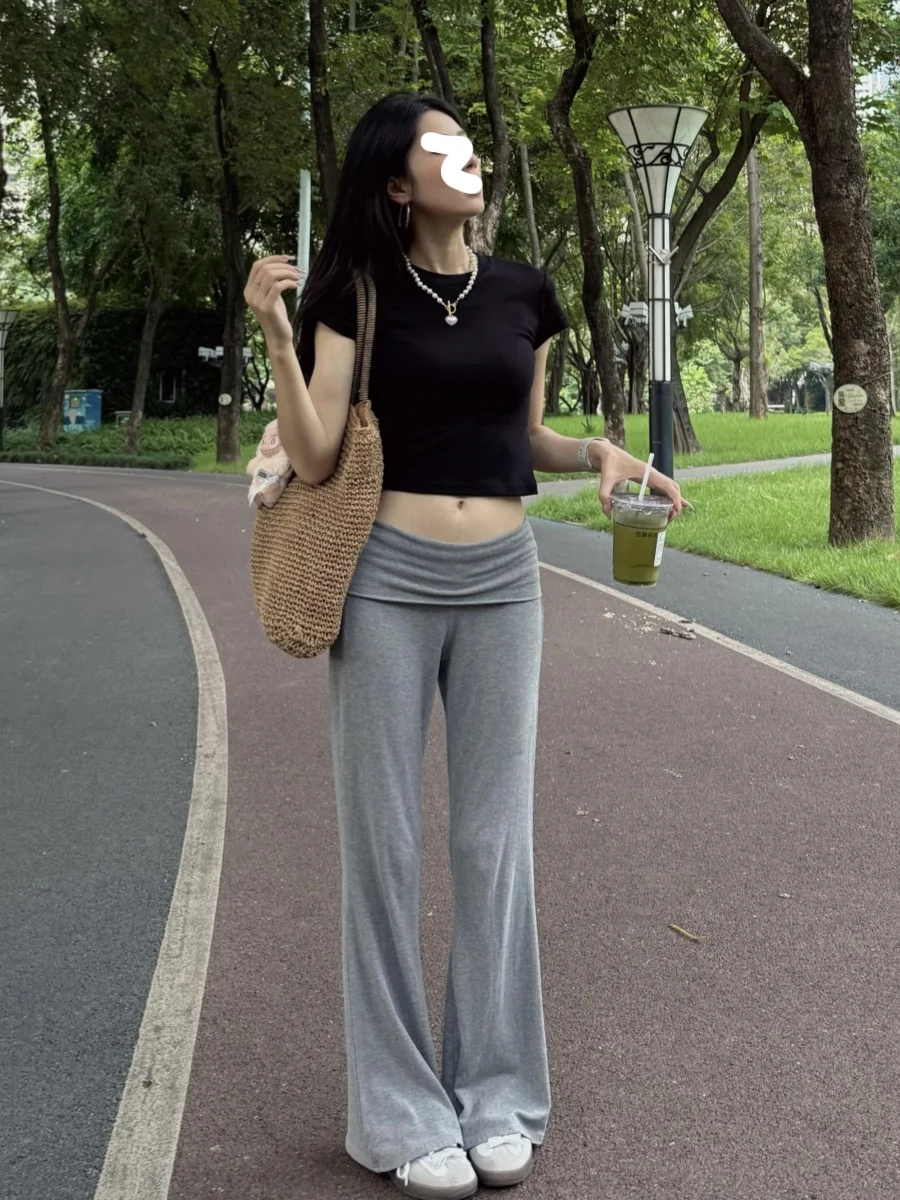 Pantalon de Yoga taille haute pour femmes, coupe cintrée, décontracté, Spor Bell Bot, américain, allongé, pour grandes dames