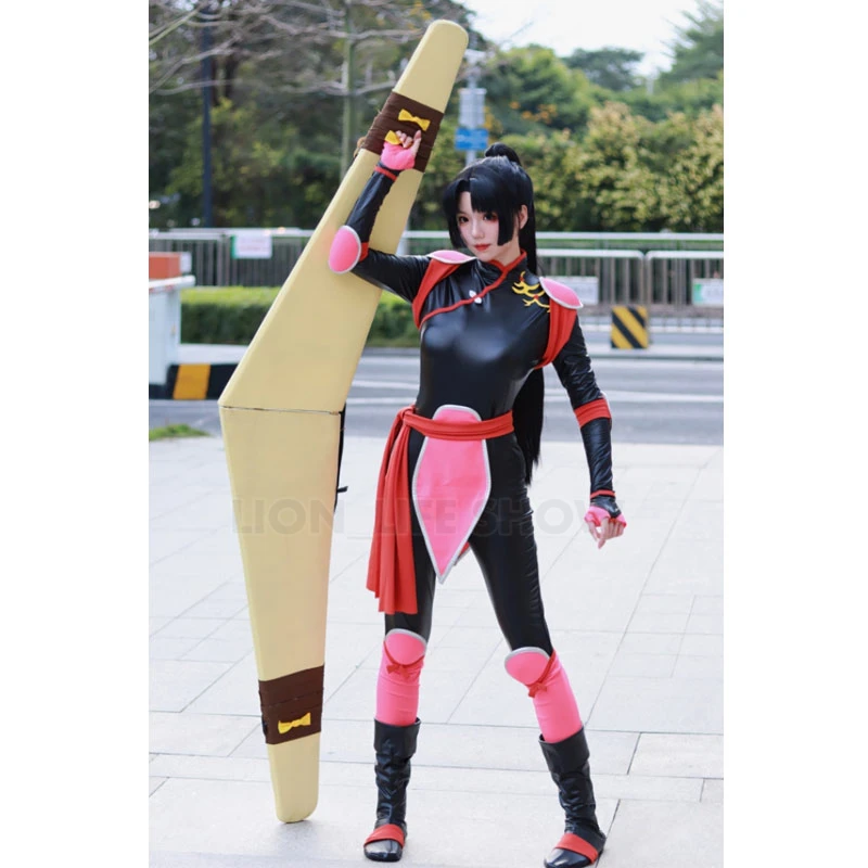 Anime Sango Battle Suit Cosplay Costume Women Jumpsuit Halloween Carnival PU Costumes Sango Wig