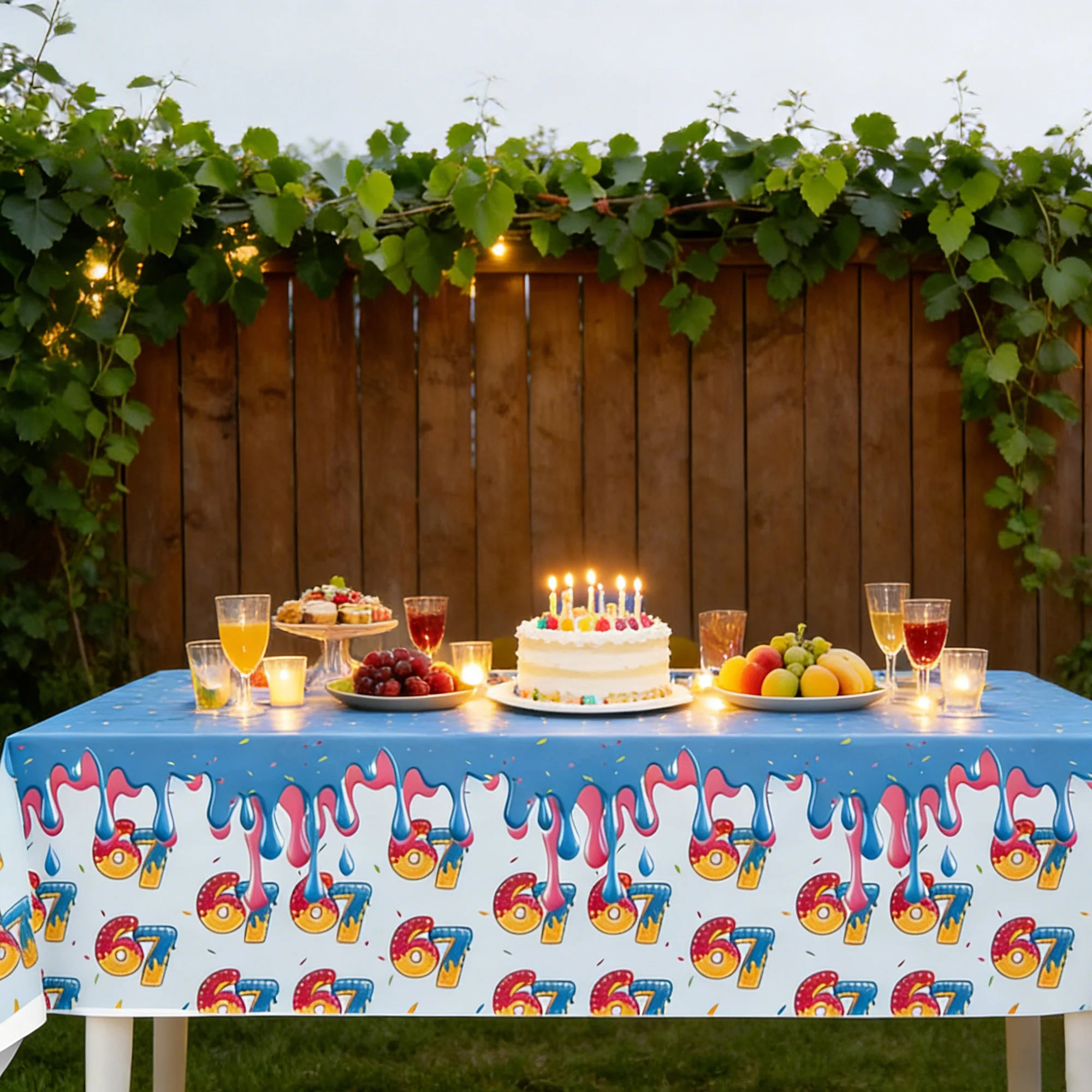 Cute 67 Ice Cream Party Supplies Tablecloth Set - Plastic tablecloth suitable for parties, used for decorating theme ice cream p