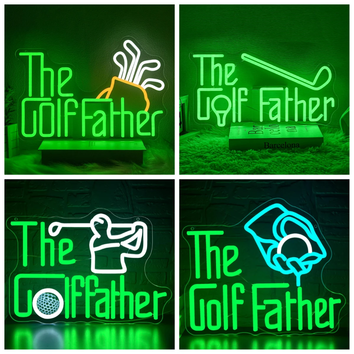 The Golf Father Neon Sign Sports USB Powered LED Dimmable Neon Lights for Bedroom Sports Facilities Golf Course Decoration Gifts