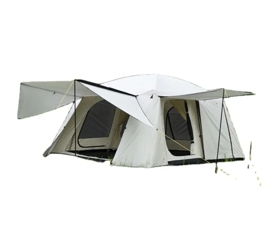 Large Tent Outdoor Two Rooms One Hall 3-4 Double-layer Thickened Rain Proof Wild Group Camping Field Tent
