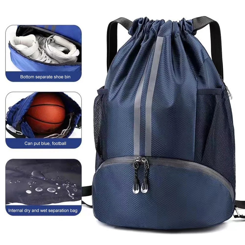 Drawstring Basketball Bag Dry & Wet Separation Casual Fitness Backpack Large Capacity Hiking Climbing Backpack for Gym Swimming