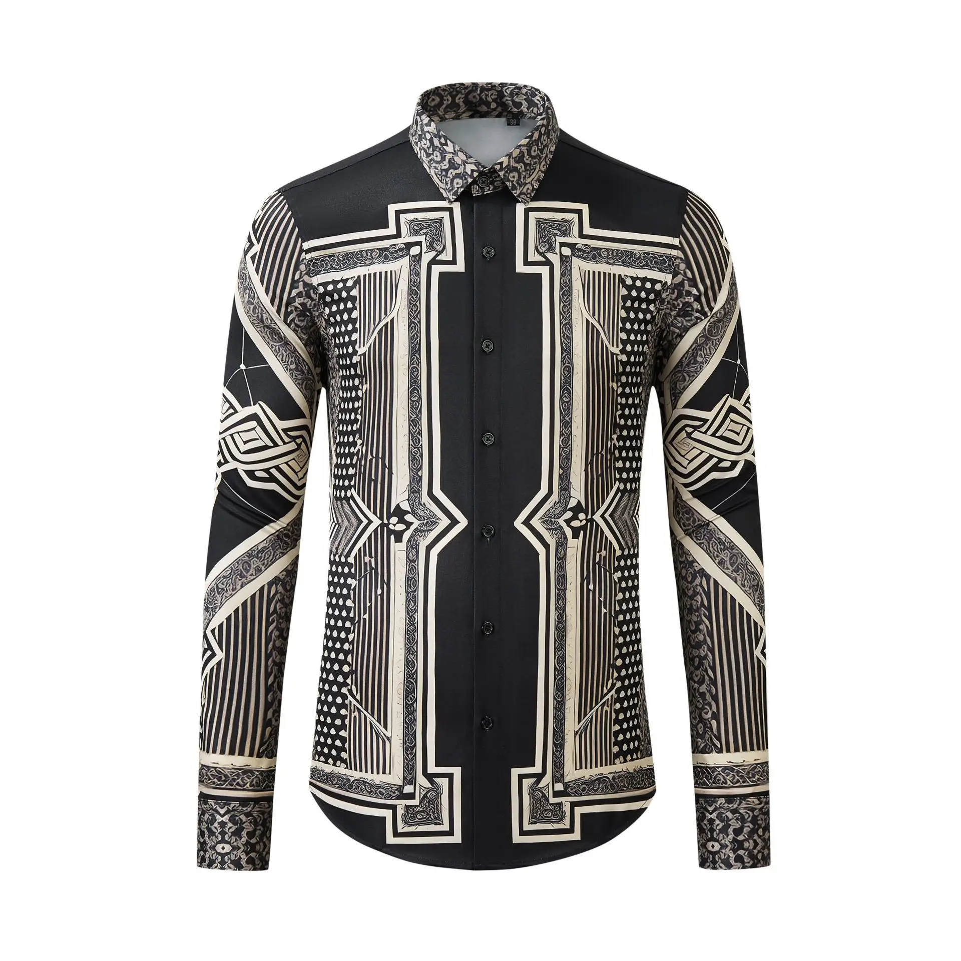 Luxury Printed Shirt for Men High Quality Long Sleeved Social Shirt Long Sleeve Casual Banquet Party Shirts No Ironing M-3XL