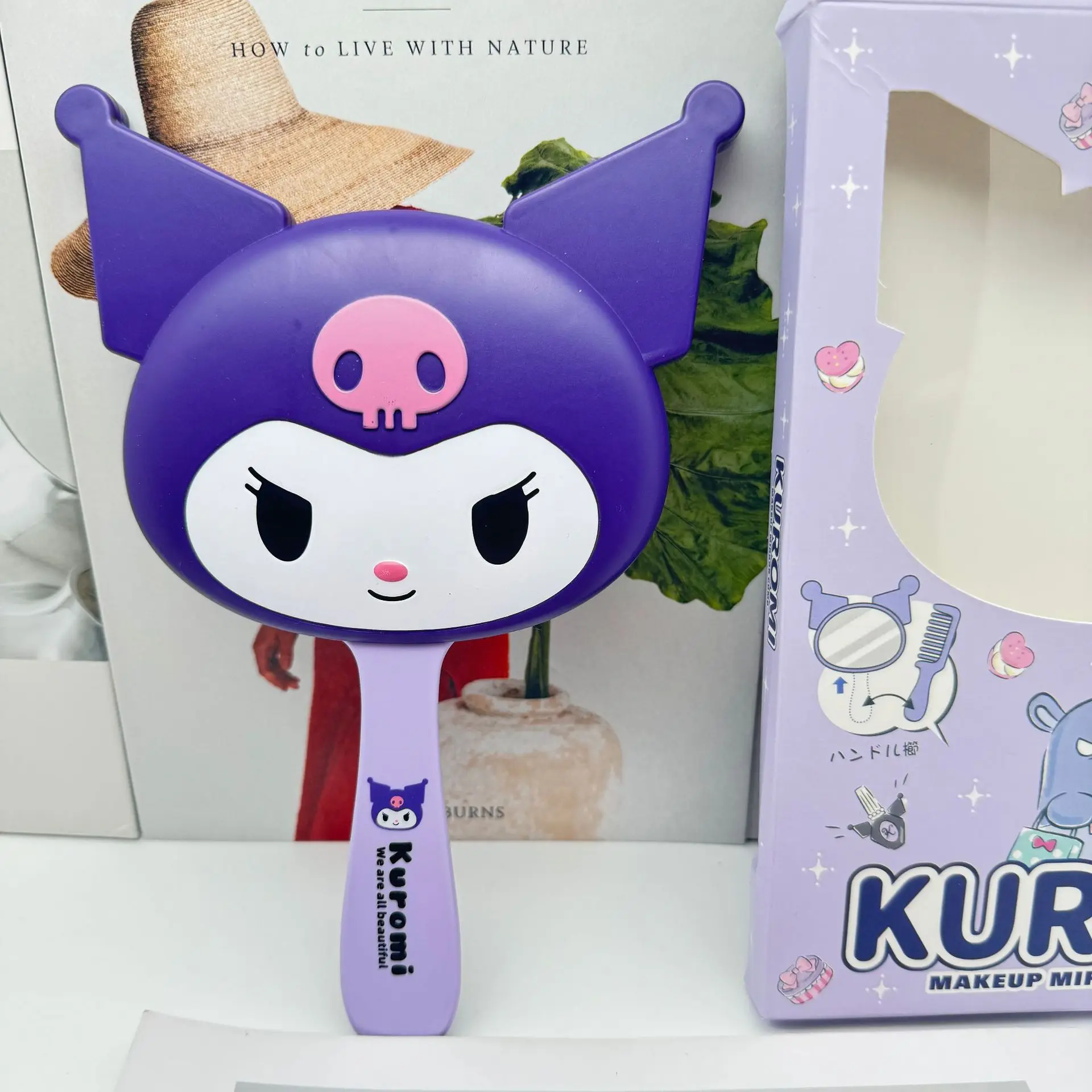 

New Kawaii Sanrio Hello Kitty Comb Mirror Two-in-One Handheld Mirror Cute Student Portable Styling Mirror Girl Gift