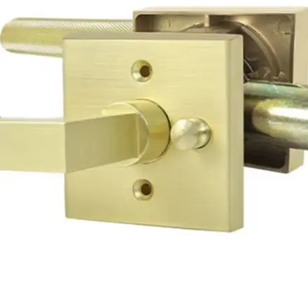 Gold Tone Door Handle with Privacy Lock for Indoor Use Designed for Left or Right Handed Door Configuration Compatibility
