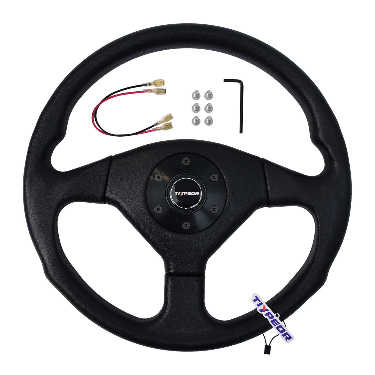 

TIYPEOR Universal 14 inch 350mm Black PU Car Modification Steering Wheel