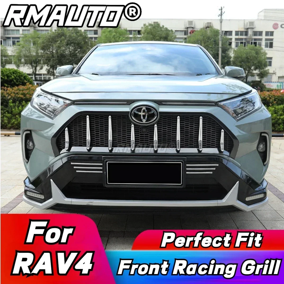 

Car Front Bumper Grille Racing Grill Honeycomb Style Bumper Mesh Trim Car For Toyota RAV4 2019-2021 Car Accessories Body Kit